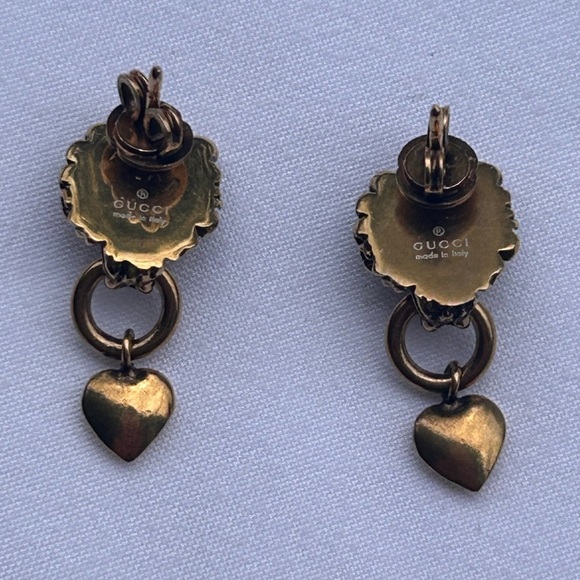 🌺AUTHENTICATED Vintage Gucci Lion Head & Heart Dangle Earrings – With Box & Bag - Picture 3 of 14